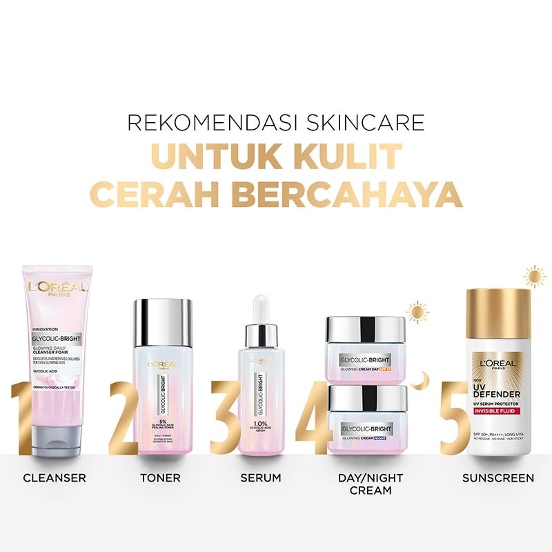 L’Oréal Paris Glycolic Bright Peeling Toner 65Ml Untuk Kulit Tampak Halus Bercahaya