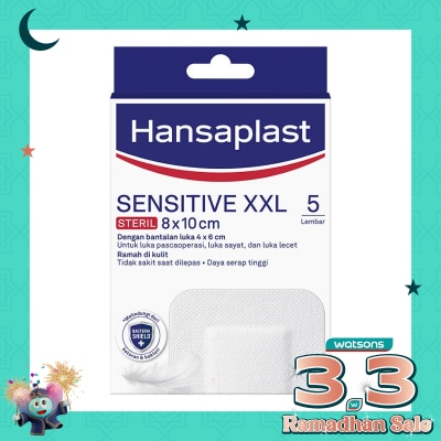 HANSAPLAST Plester Sensitive Steril XXL isi 5 Bantalan Kain Sensitif