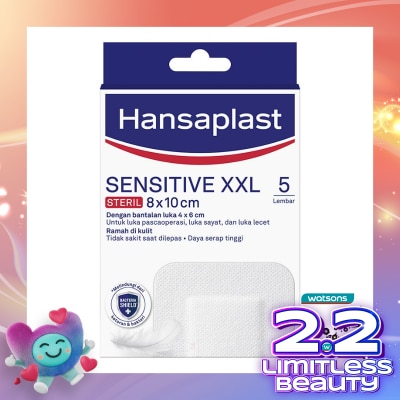 HANSAPLAST Plester Sensitive Steril XXL isi 5 Bantalan Kain Sensitif