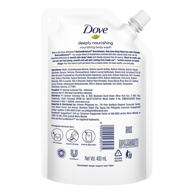 Dove Deeply Nourishing Body Wash Refill 400ml