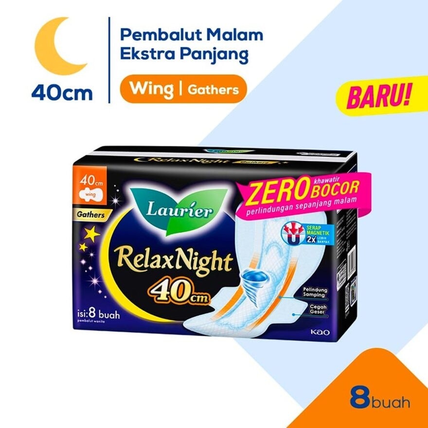 Promo Harga Laurier Relax Night Gathers 40cm 8 pcs - Watsons