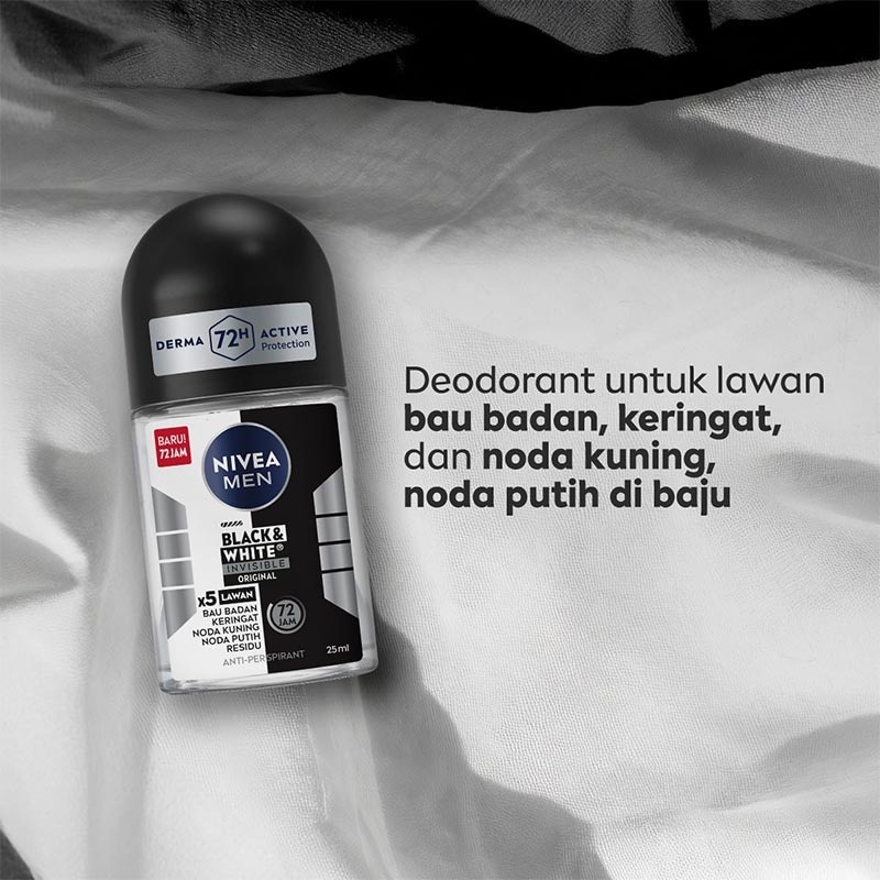 Nivea Men Deodorant Roll On Black & White Invisible Original 25ml