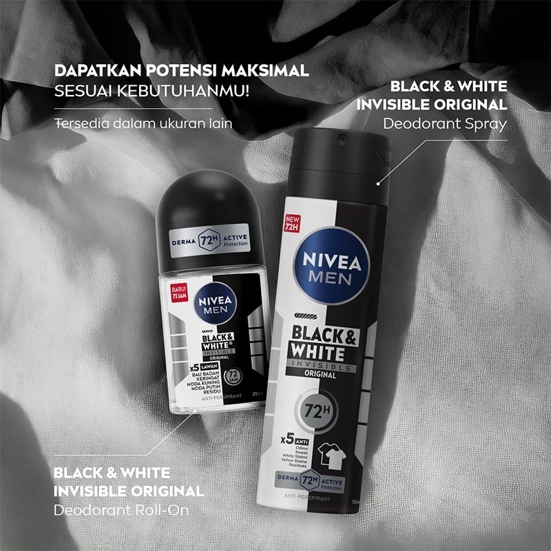 Nivea Men Deodorant Roll On Black & White Invisible Original 25ml