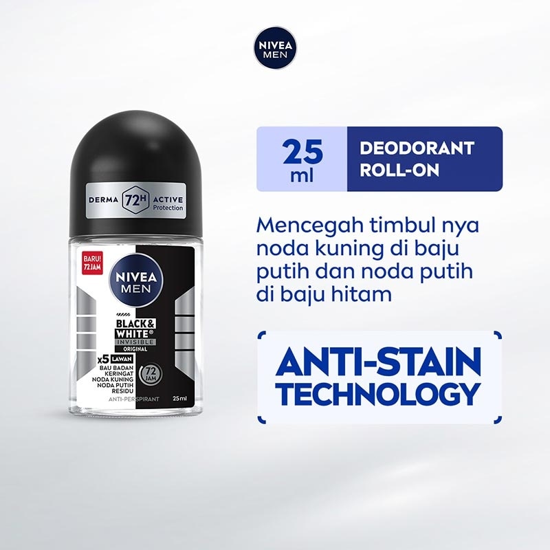 Nivea Men Deodorant Roll On Black & White Invisible Original 25ml