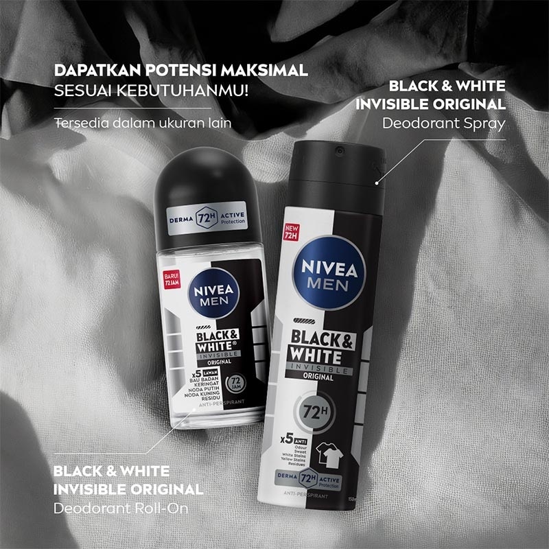 Nivea Men Deodorant Roll On Black & White Invisible Original 50ml