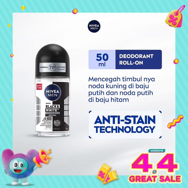 Nivea Men Deodorant Roll On Black & White Invisible Original 50ml