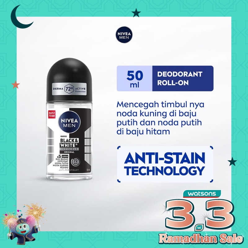 Nivea Men Deodorant Roll On Black & White Invisible Original 50ml