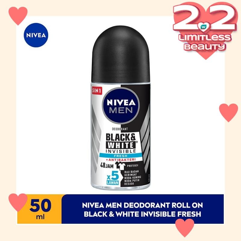 Promo Harga Nivea Men Deo Roll On Black & White Invisible Original 50 ml - Watsons