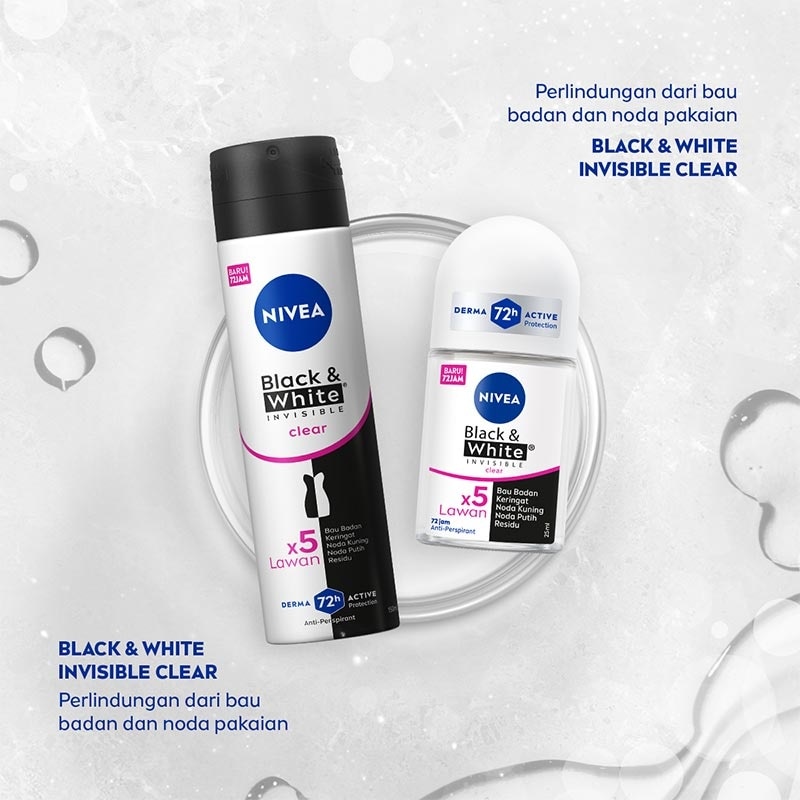 Nivea Deodorant Roll On Black & White Invisible Original 25ml (Female)