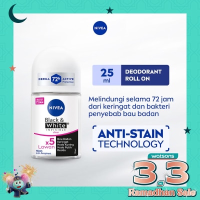 NIVEA Nivea Deodorant Roll On Black & White Invisible Original 25ml (Female)