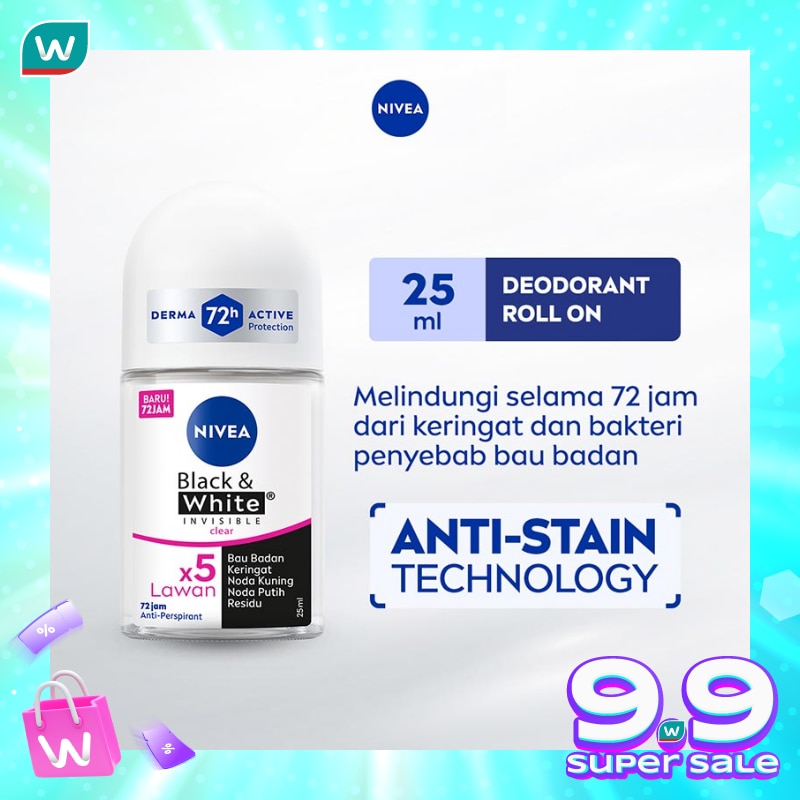 Nivea Deodorant Roll On Black & White Invisible Original 25ml (Female)
