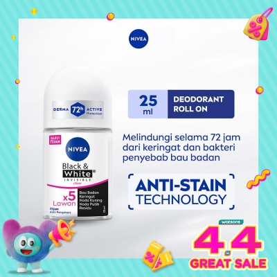 NIVEA - Nivea Deodorant Roll On Black & White Invisible Original 25ml (Female)