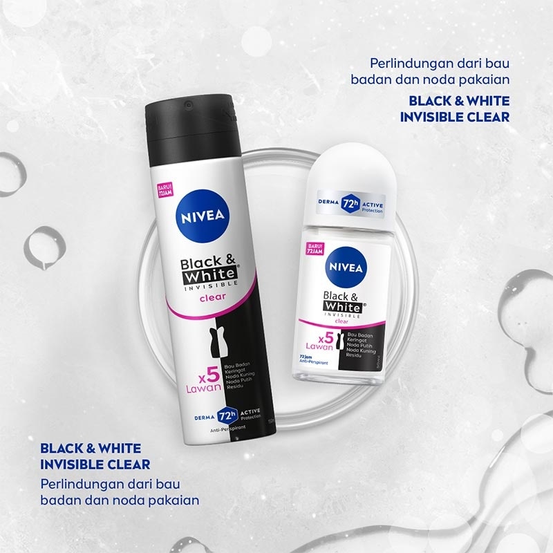 Nivea Deodorant  Roll On Black & White Invisible Clear 50ml