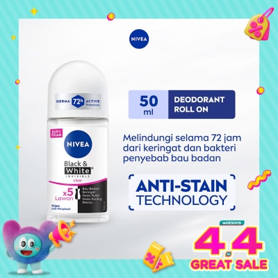 NIVEA - Nivea Deodorant  Roll On Black & White Invisible Clear 50ml
