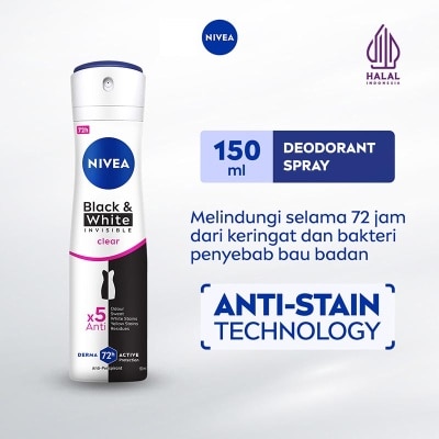 NIVEA Nivea Deodorant Invisible Black & White Spray 150mL (Female)