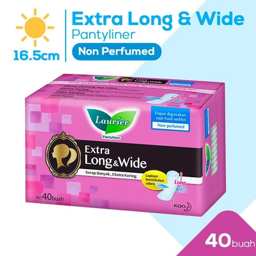 Promo Harga Laurier Pantyliner Extra Long & Wide NonPerfumed 40 pcs - Watsons