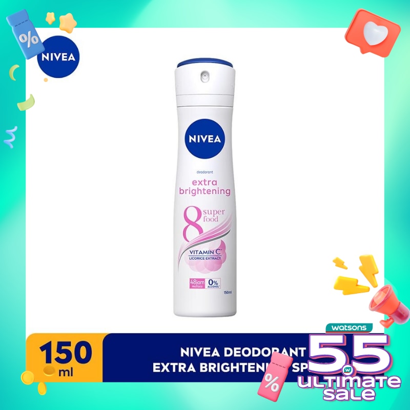 Promo Harga Nivea Deo Spray Extra Whitening 150 ml - Watsons