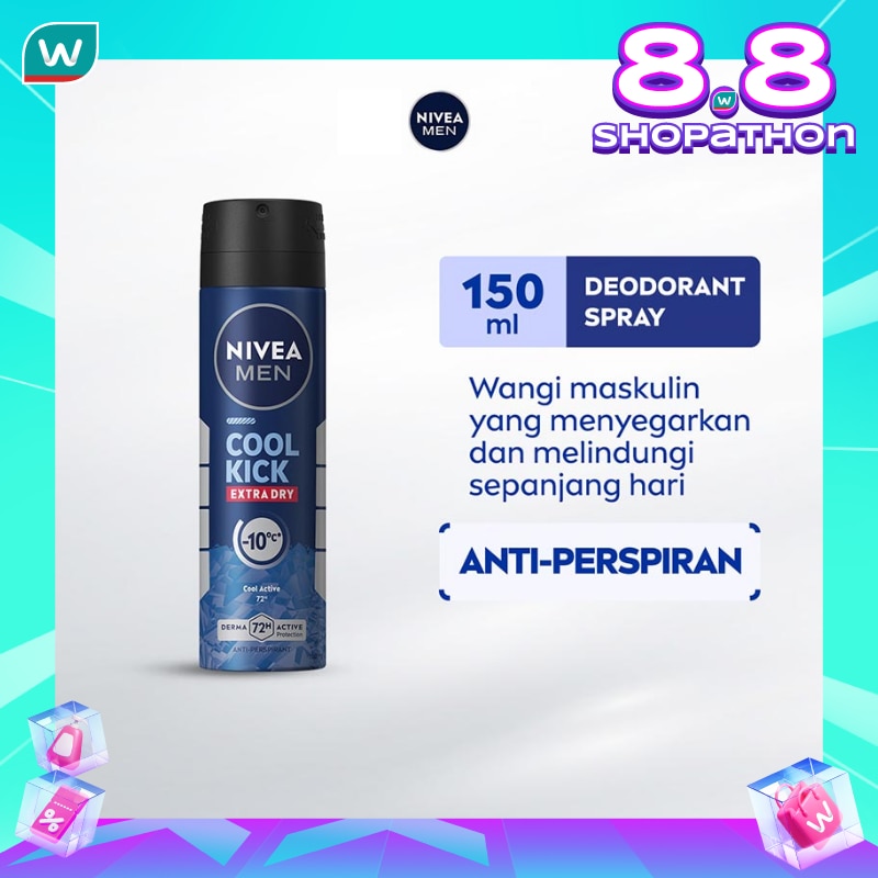 Promo Harga Nivea Men Deo Spray Cool Kick 150 ml - Watsons