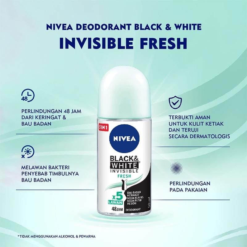 Deodorant Invisible For Black &. White Roll On 50ml