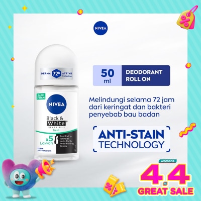 NIVEA - Nivea Deodorant Roll On Black & White Invisible Fresh 50ml
