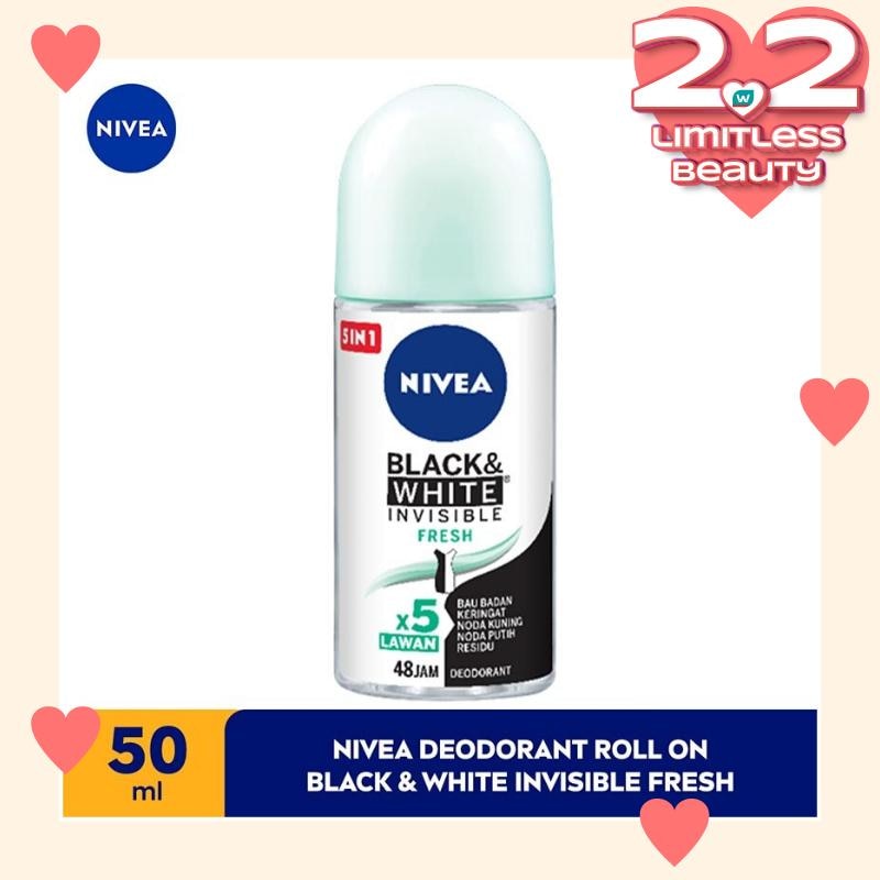 Promo Harga Nivea Deo Roll On Black & White Invisible Fresh 50 ml - Watsons