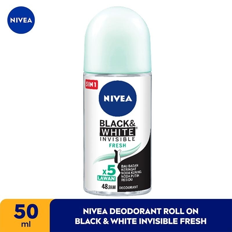 Promo Harga Nivea Deo Roll On Black & White Invisible Fresh 50 ml - Watsons