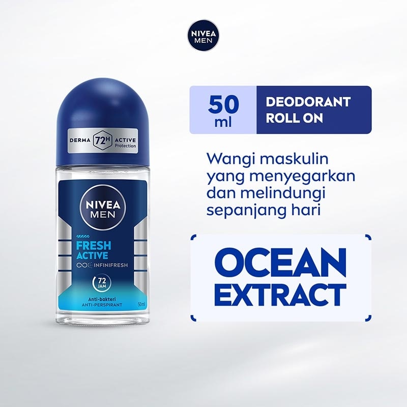 Promo Harga Nivea Men Deo Roll On Fresh Active 50 ml - Watsons