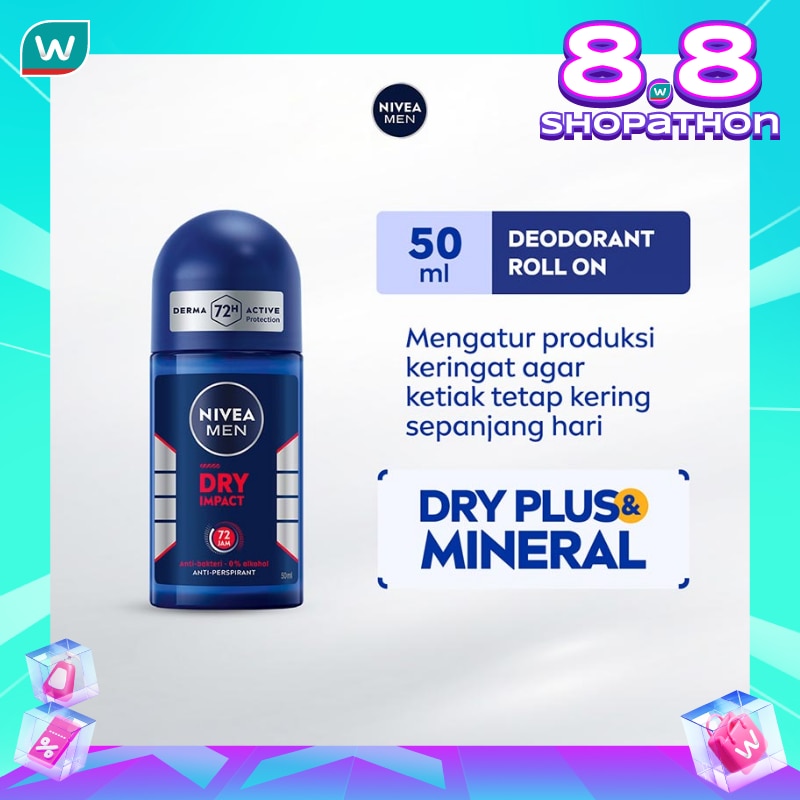 Promo Harga Nivea Men Deo Roll On Dry Impact 50 ml - Watsons