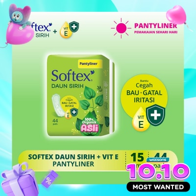 Softex Pantyliner Daun Sirih + Vitamin E 15cm 44'S image