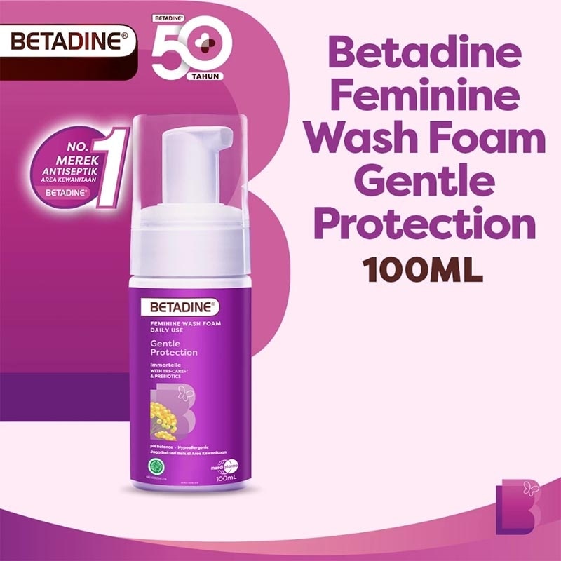 Betadine Feminine Wash Foam Gentle Protection Immortelle 100 ml