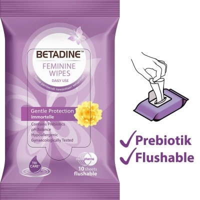 BETADINE Betadine Feminine Wipes Gentle Protection Immortelle 10s