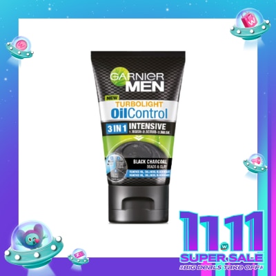GARNIER Men Turbo Light Oil Control 3 1 Charcoal - 100ml
