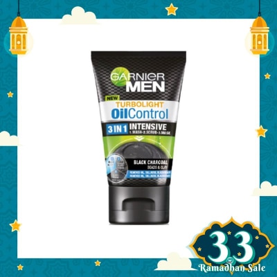 GARNIER Men Turbo Light Oil Control 3 1 Charcoal - 100ml