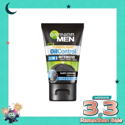 GARNIER Men Turbo Light Oil Control 3 1 Charcoal - 100ml