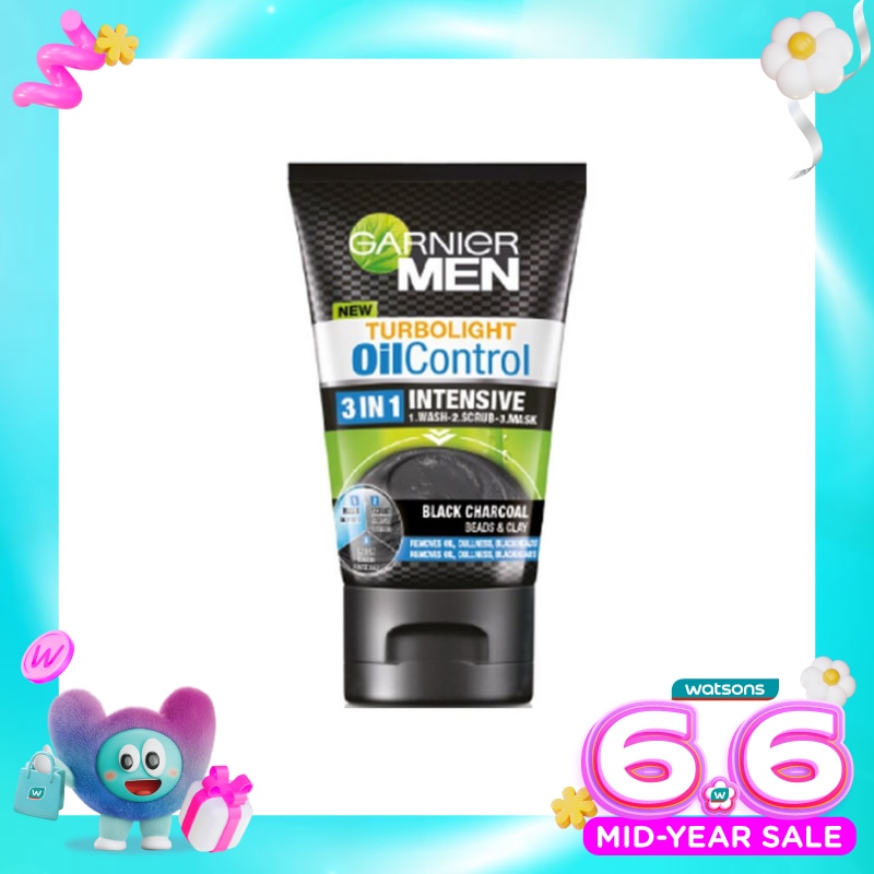 Men Turbo Light Oil Control 3 1 Charcoal - 100ml