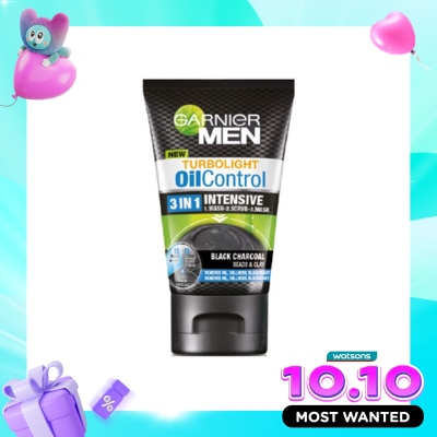GARNIER Men Turbo Light Oil Control 3 1 Charcoal 100ml image