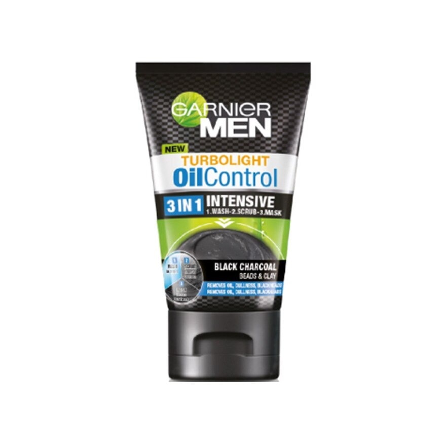 Men Turbo Light Oil Control 3 1 Charcoal - 100ml