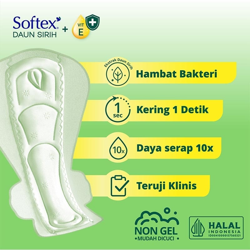 Daun Sirih + Vitamin E Slim Wing 36cm 12'S - Pembalut Malam