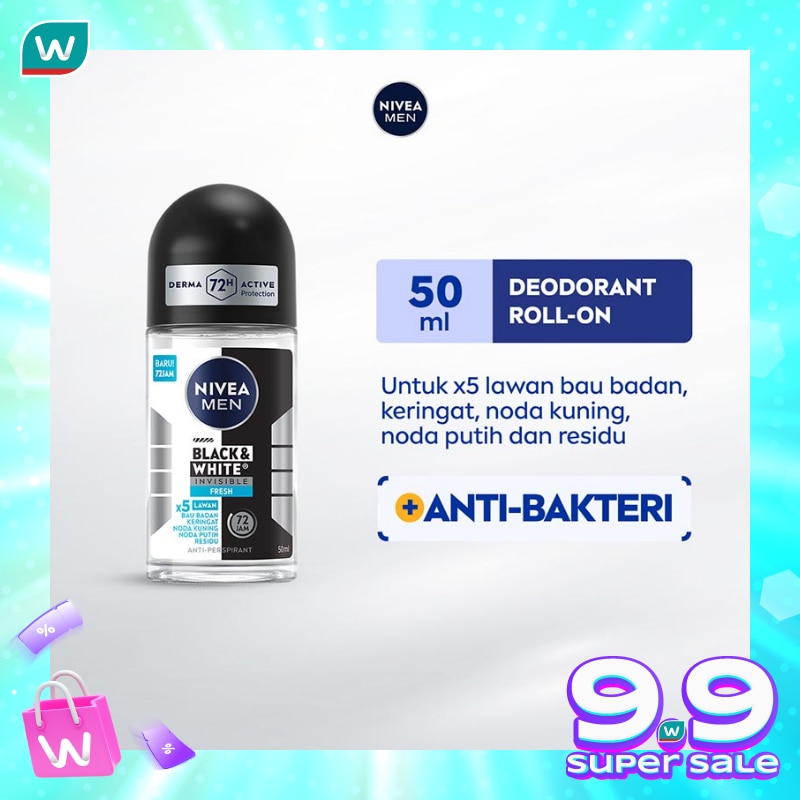 Deodorant Roll On Black White Fresh Male 50ml