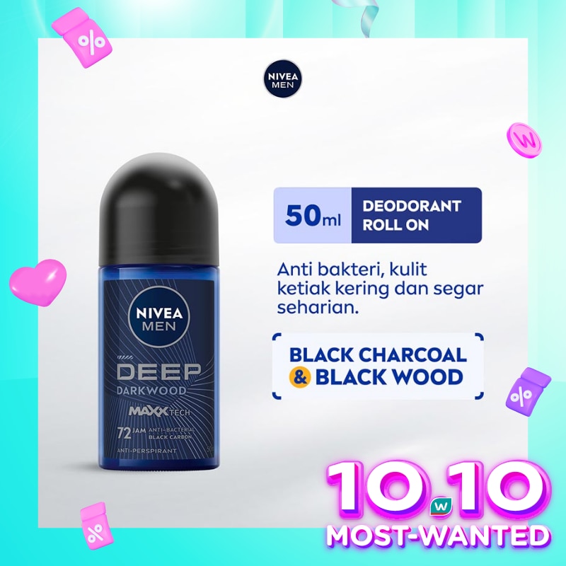 Promo Harga Nivea Men Deo Roll On Deep 50 ml - Watsons
