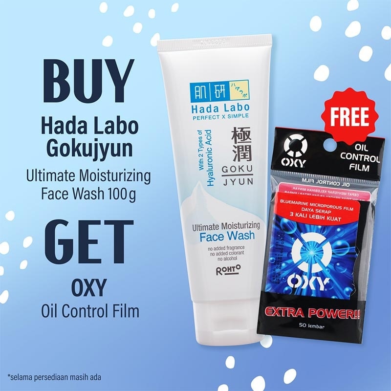 Hada Labo Gokujyun Face Wash 100g + Oxy Oil Control Film 50'S