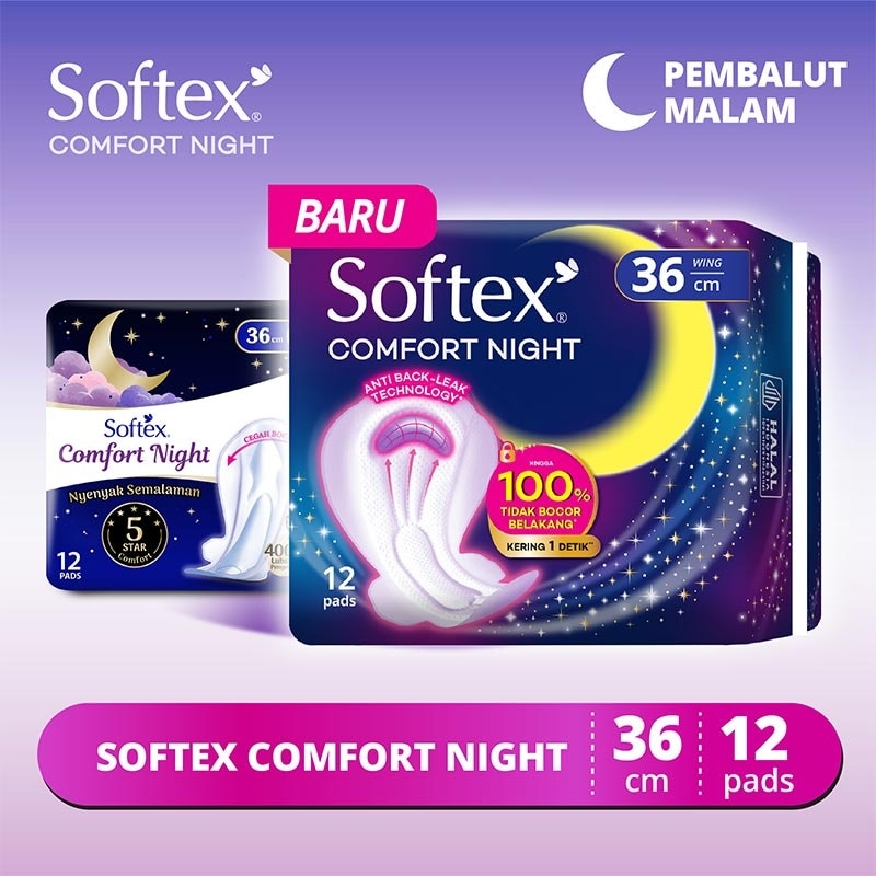 Promo Harga Softex Comfort Night Wing 36cm 12 pcs - Watsons