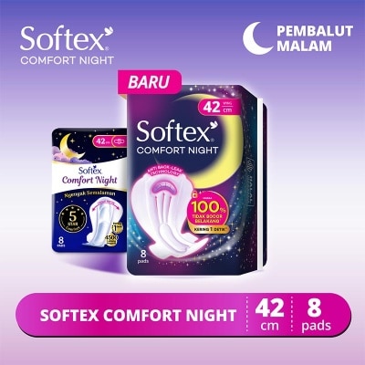 Softex Comfort Night Wing 42cm 8'S - Pembalut Malam