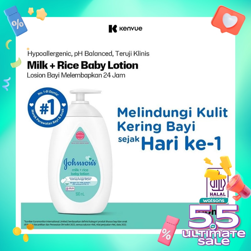 Johnsons & Johnsons Milk + Rice Baby Lotion - Lotion Bayi 500Ml (1pc)