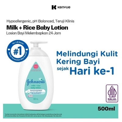 JOHNSON & JOHNSON Johnsons & Johnsons Milk + Rice Baby Lotion - Lotion Bayi 500Ml (1pc)