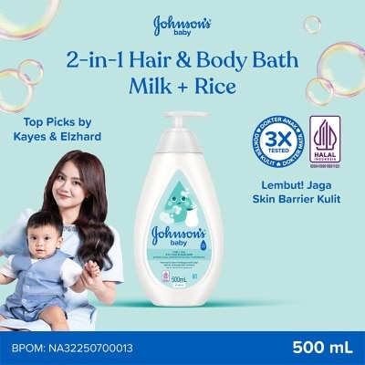 JOHNSON'S - Baby Milk + Rice Hair & Body Bath 500ml