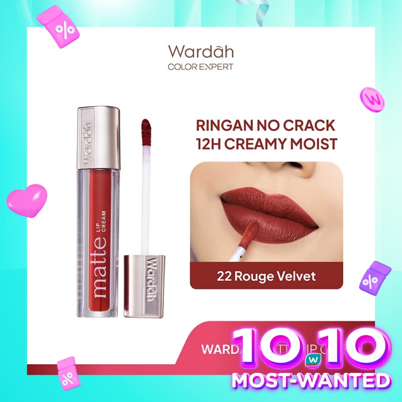 Matte Lip Cream 22 Rouge Velvet 4 g - Warna Intense dan Tahan Lama - Matte Finish