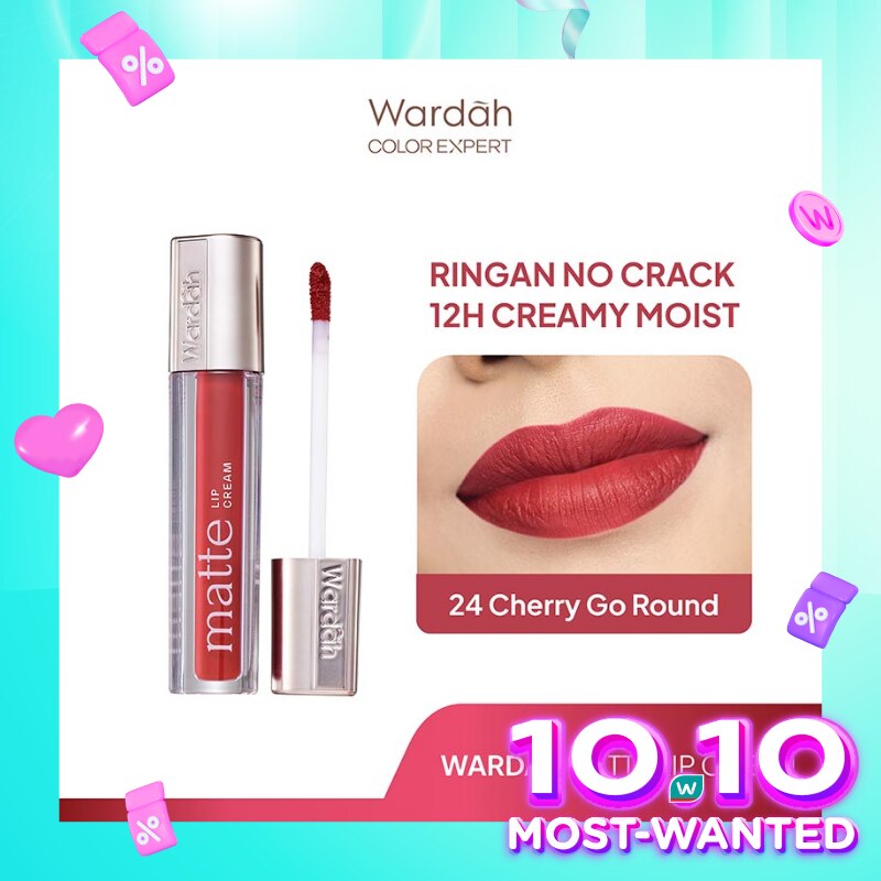 Matte Lip Cream 24 Cherry-Go-Round 4 g - Warna Intense dan Tahan Lama - Matte Finish