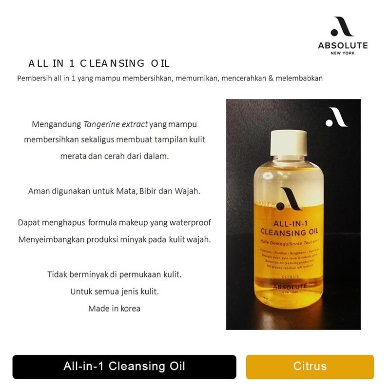Absolute New York All-In-1 Cleansing Oil Citrus 200ml
