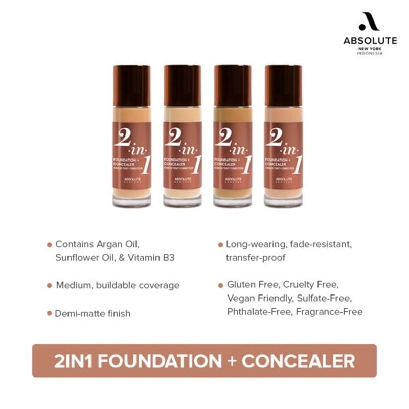 Absolute New York 2-In-1 Foundation & Concealer Warm Sand